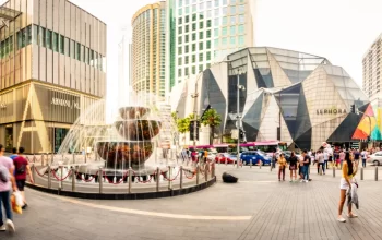 kuala-lumpur-malaysia-june-2019-panoramic a panoramic shot of the Pavilion and nearby attractions in Kuala Lumpur