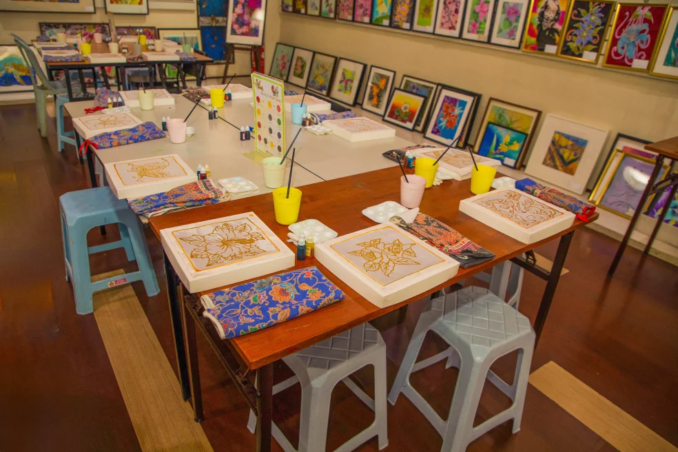 Batik Painting materials prepared for an art session in KL, Malaysia