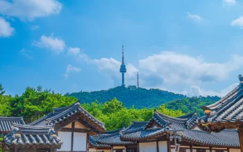 N Seoul Tower and hanok rooftops, a highlight for travellers enjoying a Seoul long stay package.